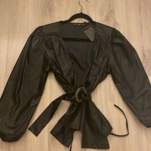 BEBE PLUS crossover leather top